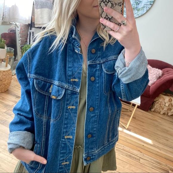 VINTAGE LEE Oversized Denim Jean Jacket USA - Picture 7 of 14